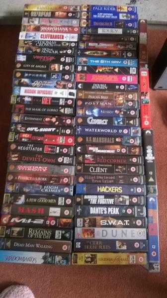 LARGE COLLECTION OF VHS VIDEO TAPES ALL GENRES APPROX 200  HOURS OF VIEWING.