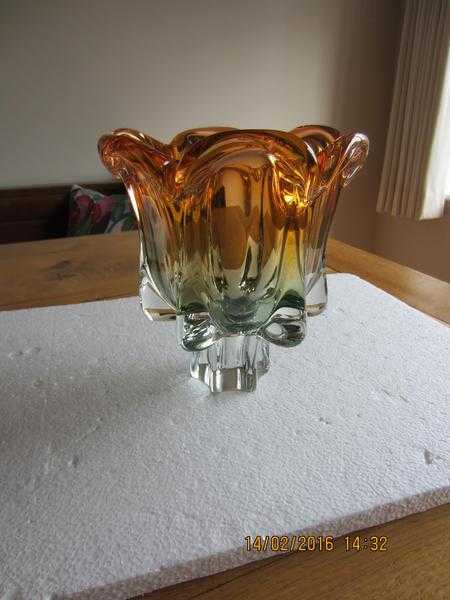 LARGE COLOURED GLASS VASE