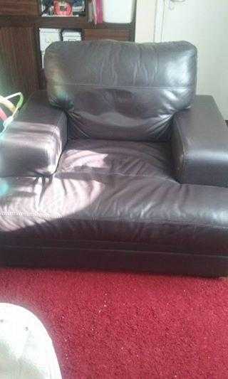 Large comfy brown leather armchair