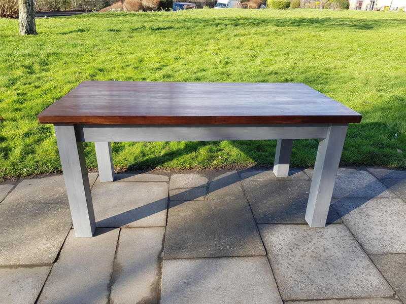 Large farmhouse dining table, rustic SLATE GREY. 170cm x 89cm. LOCAL DELIVERY.