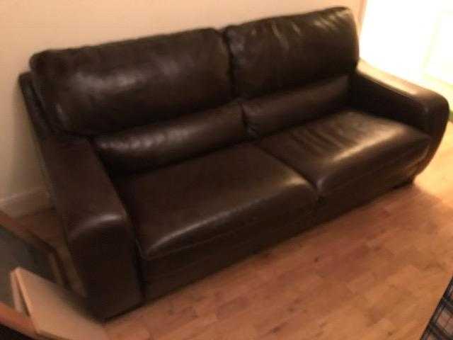 Large faux leather two seater sofa