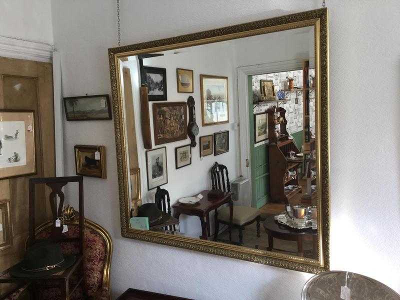 Large gilt framed bevel edge mirror