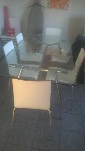 Large Glass Table  9 Chairs