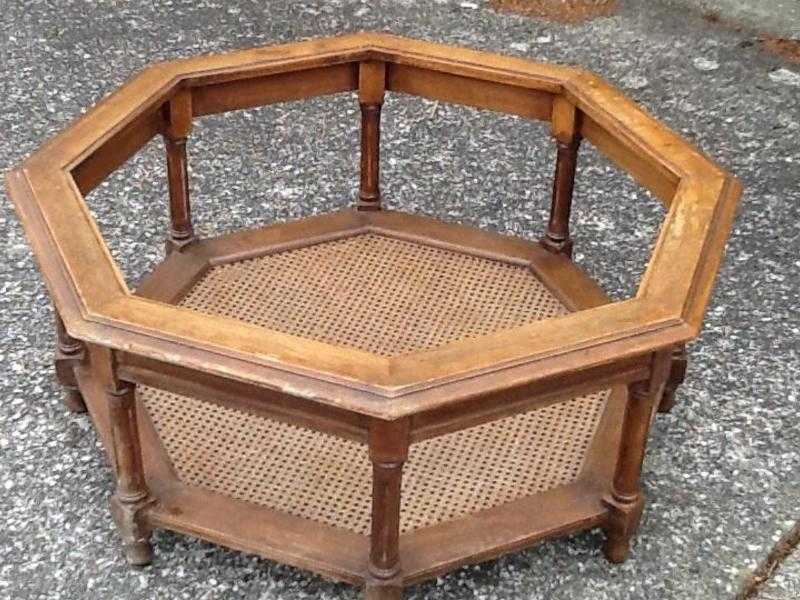 Large hexagonal glass topped coffee table