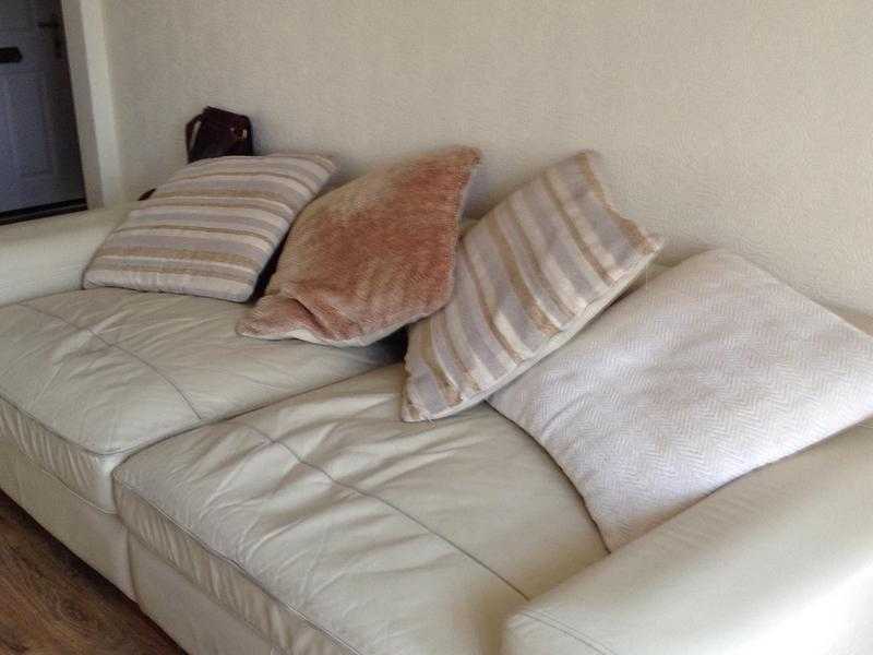 Large leather sofa cream