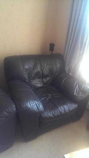 Large leather sofas and chair