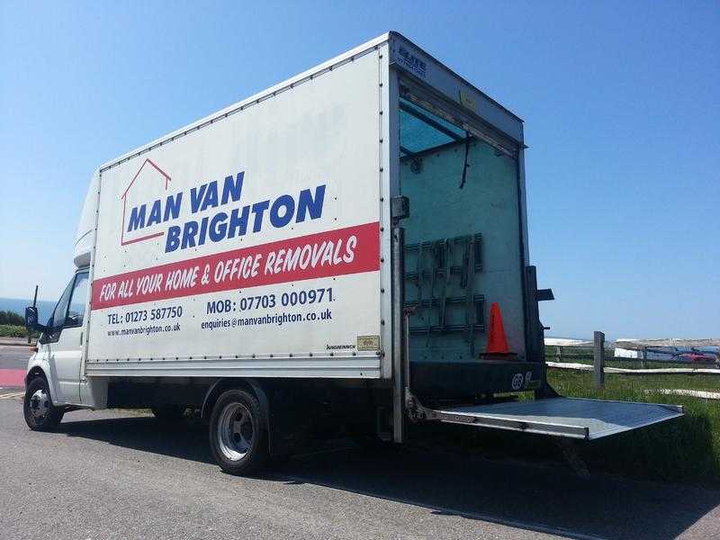 Large Luton van with a tail lift with man and a van for hire.