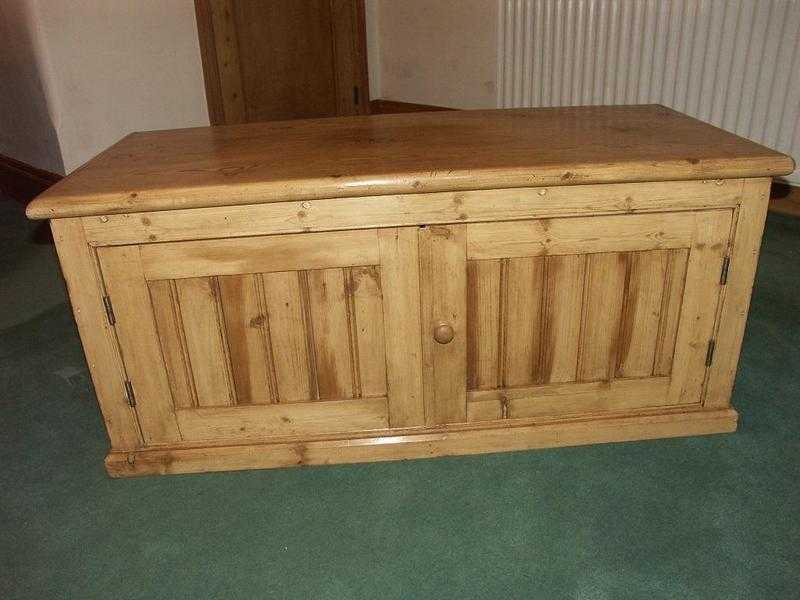 LARGE OLD PINE TV CABINET