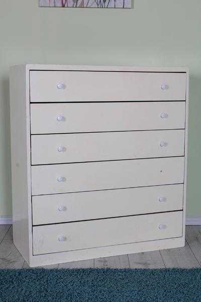 LARGE OLD SOLID PINE CHEST OF DRAWERS 6 DRAWERS IN TOTAL PAINTING PROJECT - CAN COURIER