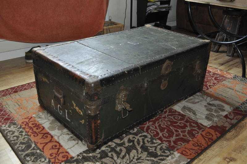 Large old travel trunk currently used as a blanket box