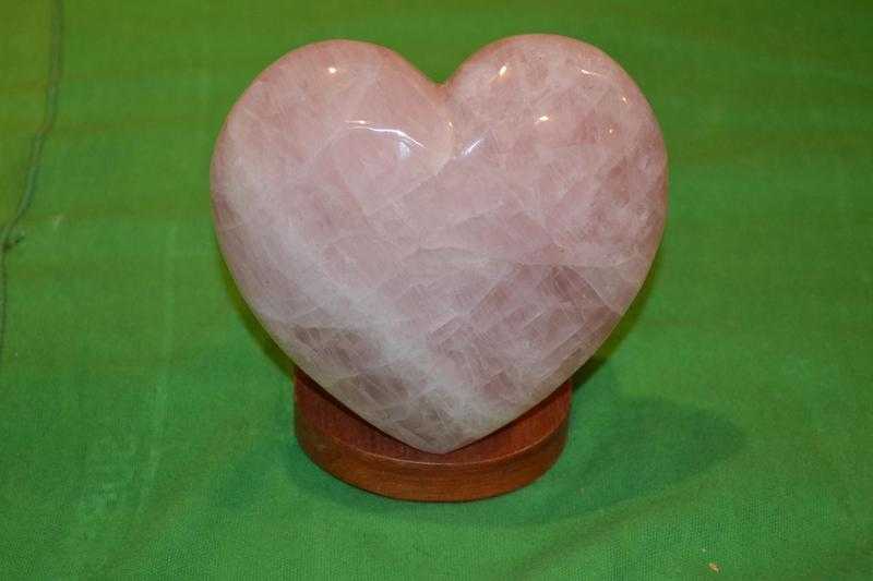 Large Rose Quartz Heart on display stand