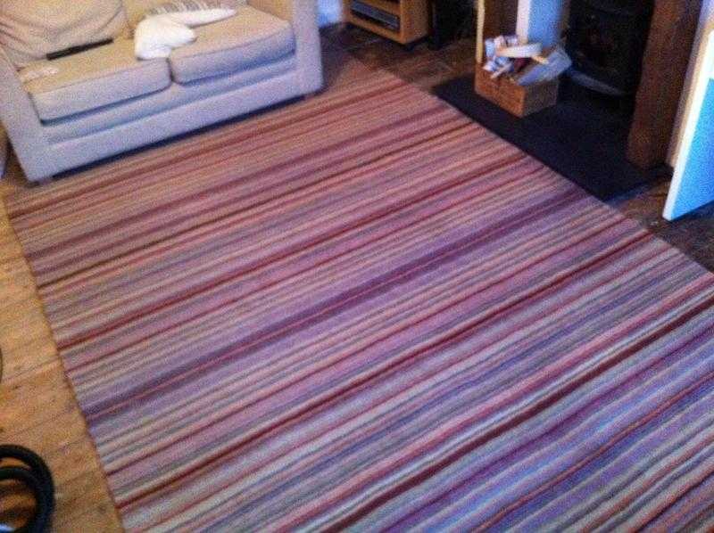 Large Rug Stripes Rust Colour