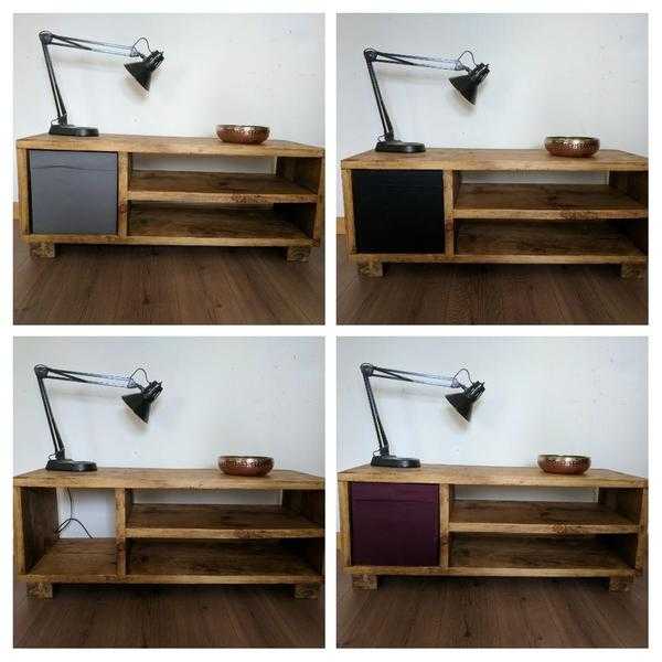 Large rustic media unit TV unit, shelving storage. Handcrafted, reclaimed wood. Local delivery.