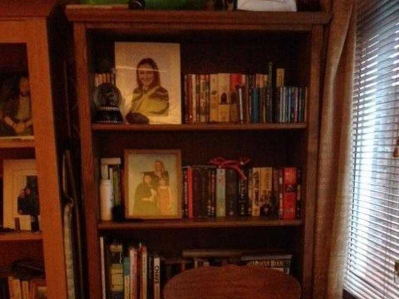 Large solid wood bookcase.