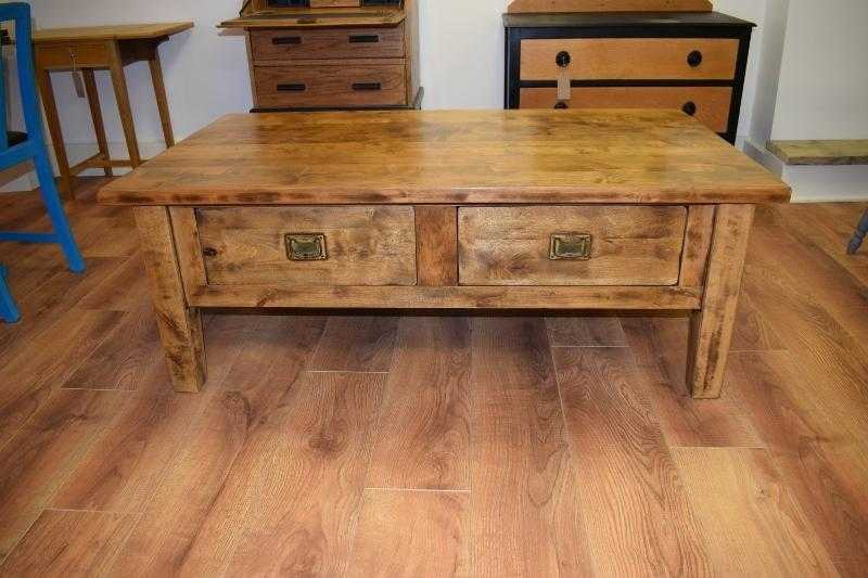 Large Solid Wood Coffee Table with 2 Large Drawers