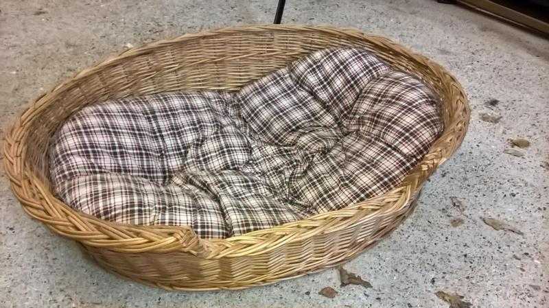 Large Wicker Dog Basket with cushion