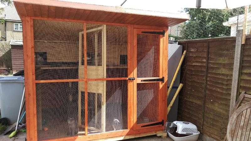 Large wooden house, double cat cattery pen, summer house, run enclosure