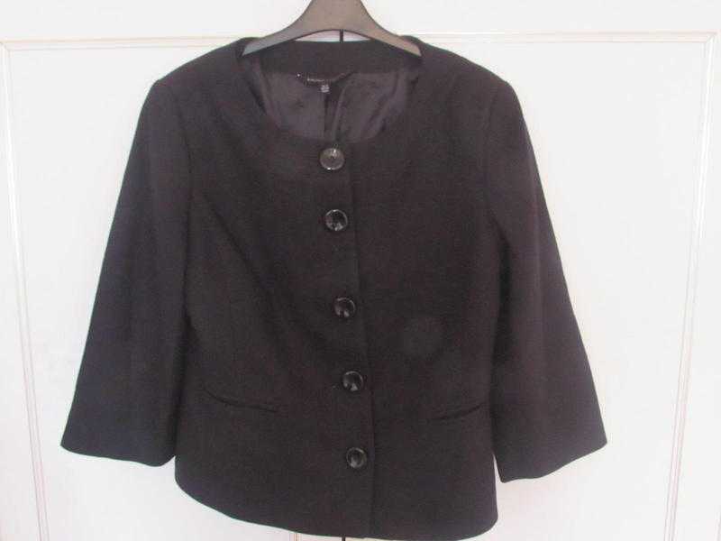 Laura Ashley Black wool 34 sleeve fully lined jacket Size 12 Exc. Condition