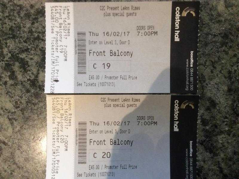LeAnn Rimes concert tickets Bristol Colston Hall 16th February 2017