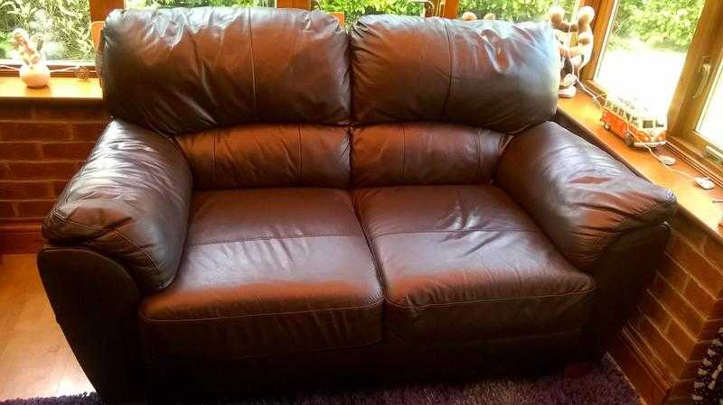 Leather 2 Seater Dark Brown Settee