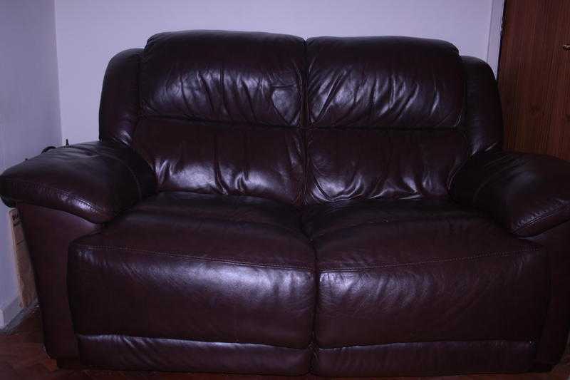 Leather 2 seater sofa and 2 arm chairs