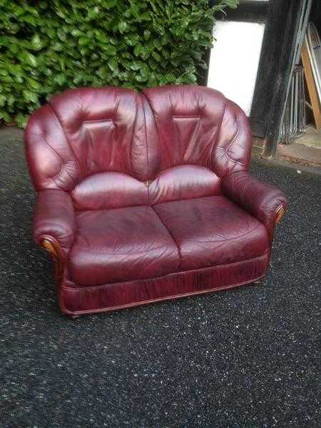 Leather 2 Seater Sofa Oxblood