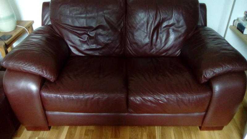 leather 2 seater sofa with poofy