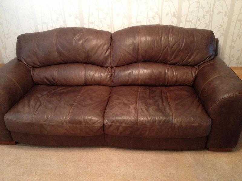 Leather 3 piece suite and matching footstool