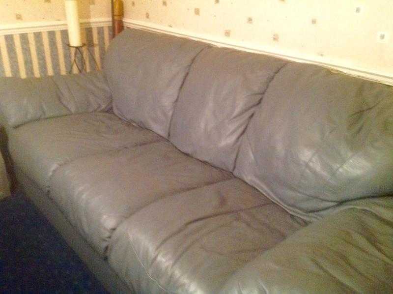 Leather 3 seater sofa in blue