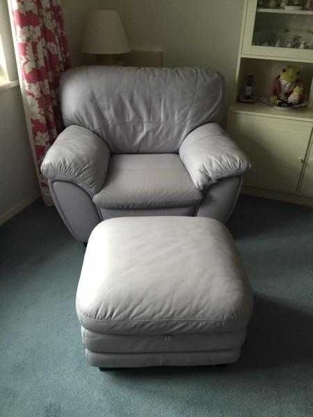 Leather armchair and foot stool