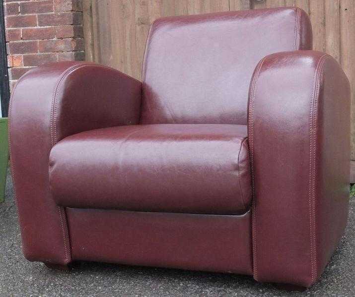 Leather Art Deco Style Club Chair