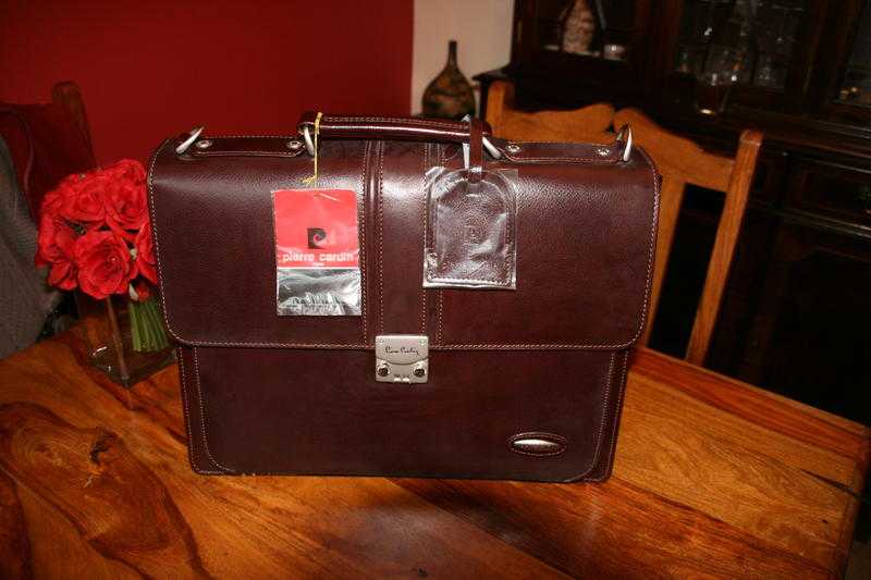 LEATHER BRIEF CASE BY PIERRE CARDIN BRAND NEW WITH TAGS