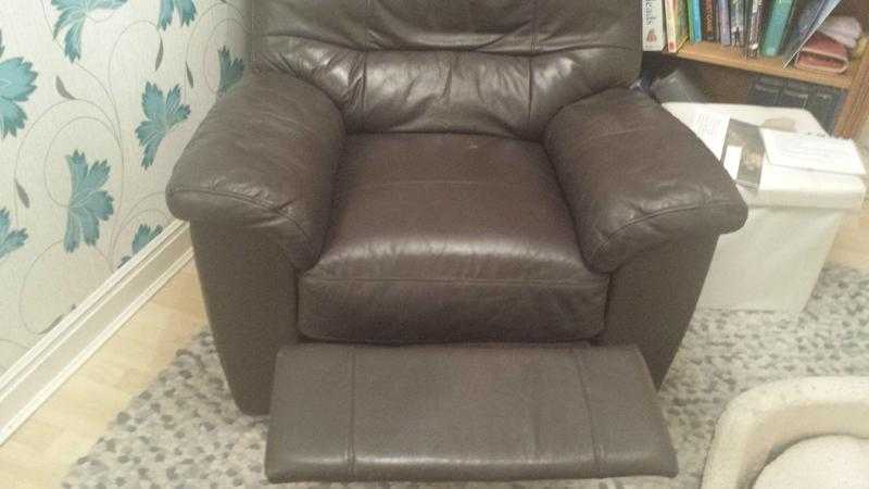 Leather brown recliner chair