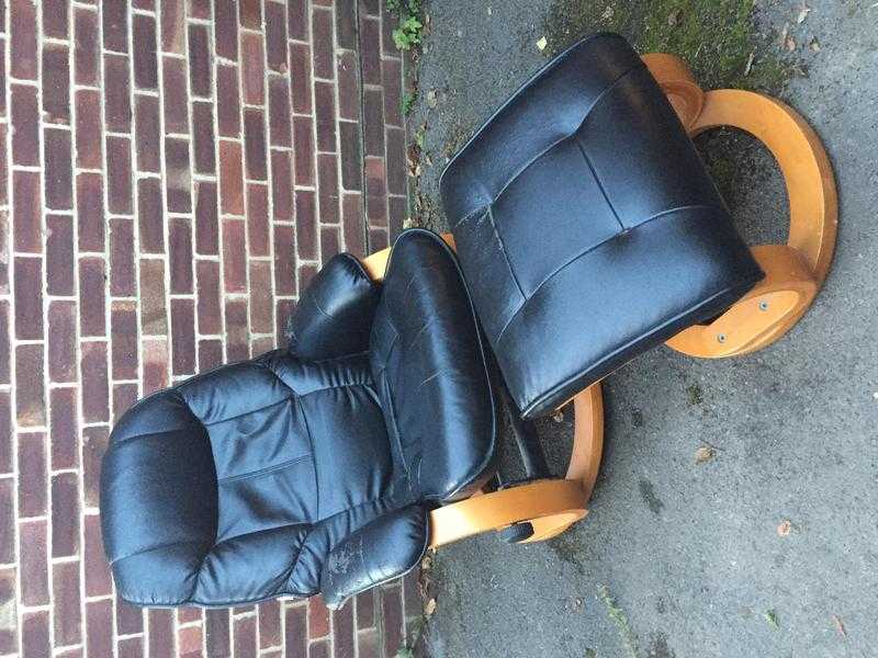 Leather chair and foot stool