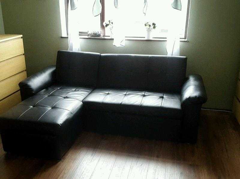 Leather corner sofa bed