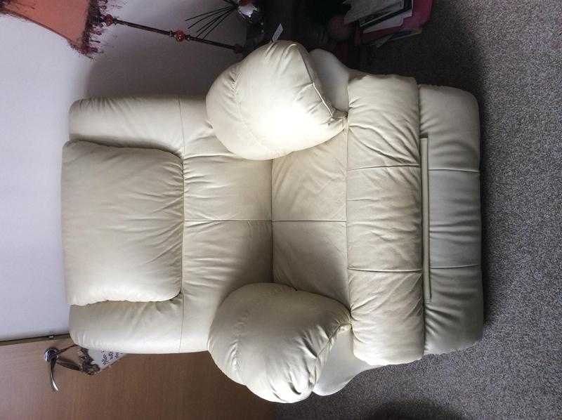 Leather Cream Recliner amp Massage Chair