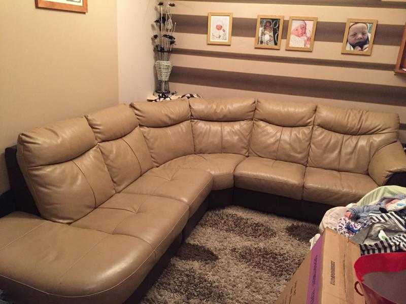 Leather dfs corner sofa