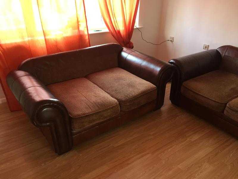Leather-fabric sofa