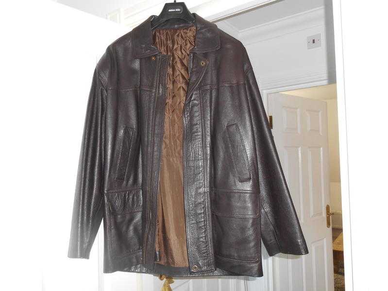 LEATHER JACKET - DARK BROWN - LARGE