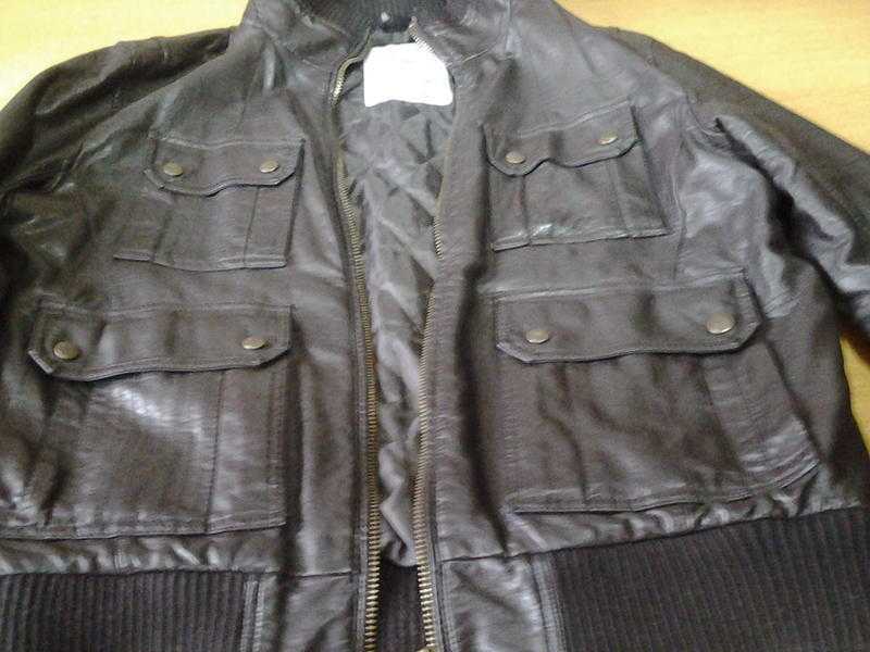 leather look brown jacket