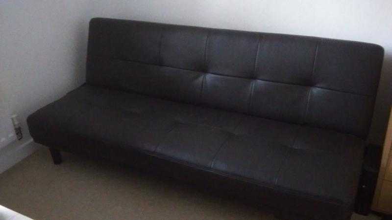 Leather look sofa bed