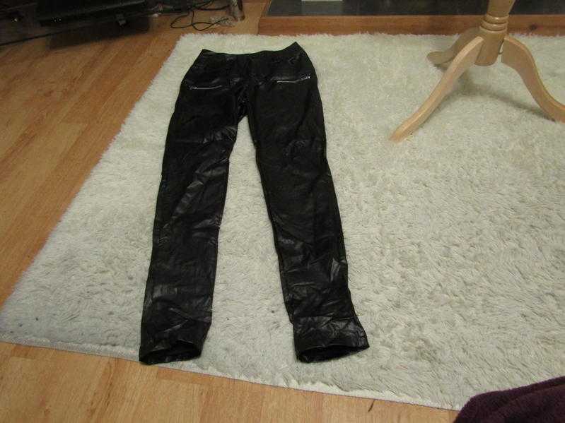 leather look trousers