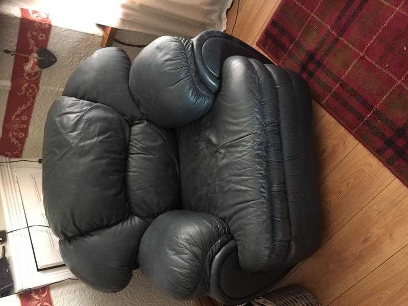 Leather recliner chair navy