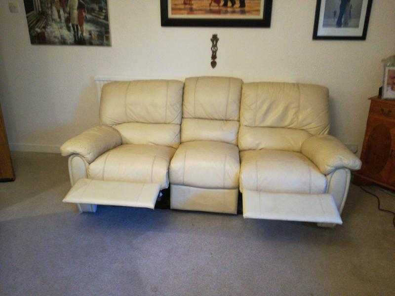Leather recliner settee