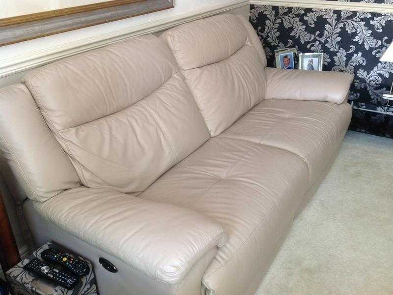 Leather reclining sofa (beige)