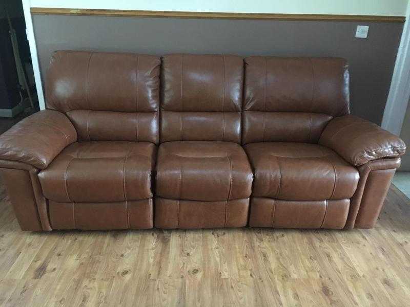 Leather reclining three seater and two chairs