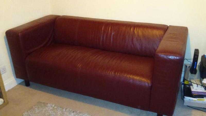 Leather red sofa