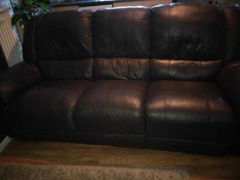 Leather  Setee and chair all reclining in chic brown