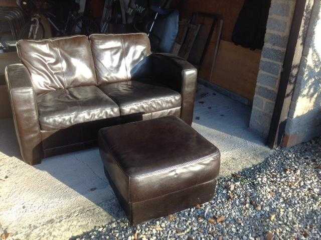 Leather sofa amp stool