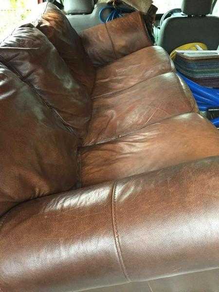 Leather sofa and armchair